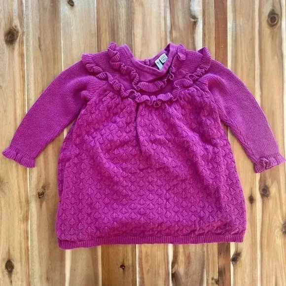 Janie and Jack Purple Pink Magenta Knit Tunic Sweater Dress, size 18-24m - Picture 1 of 1